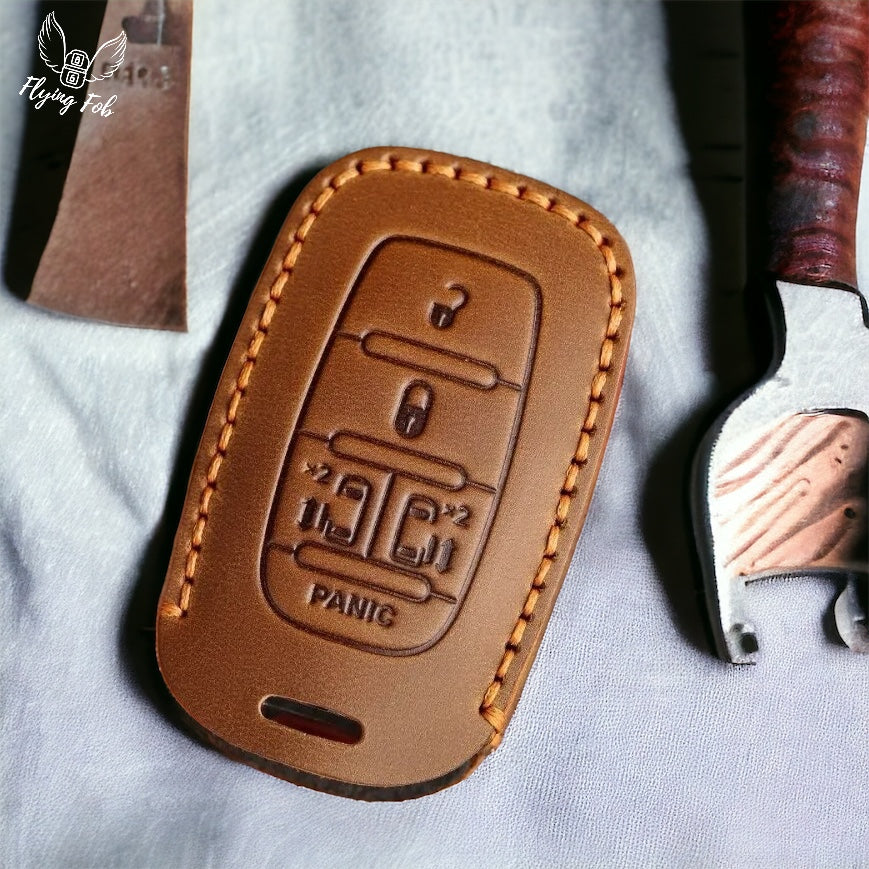 Handmade Genuine Leather Key Fob Case Cover for Chrysler Pacifica Voyager
