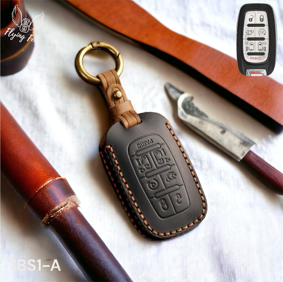 Handmade Genuine Leather Key Fob Case Cover for Chrysler Pacifica Voyager