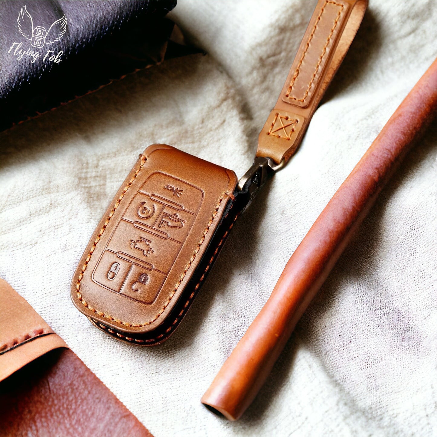 Handmade Genuine Leather Key Fob Case Cover for Dodge RAM