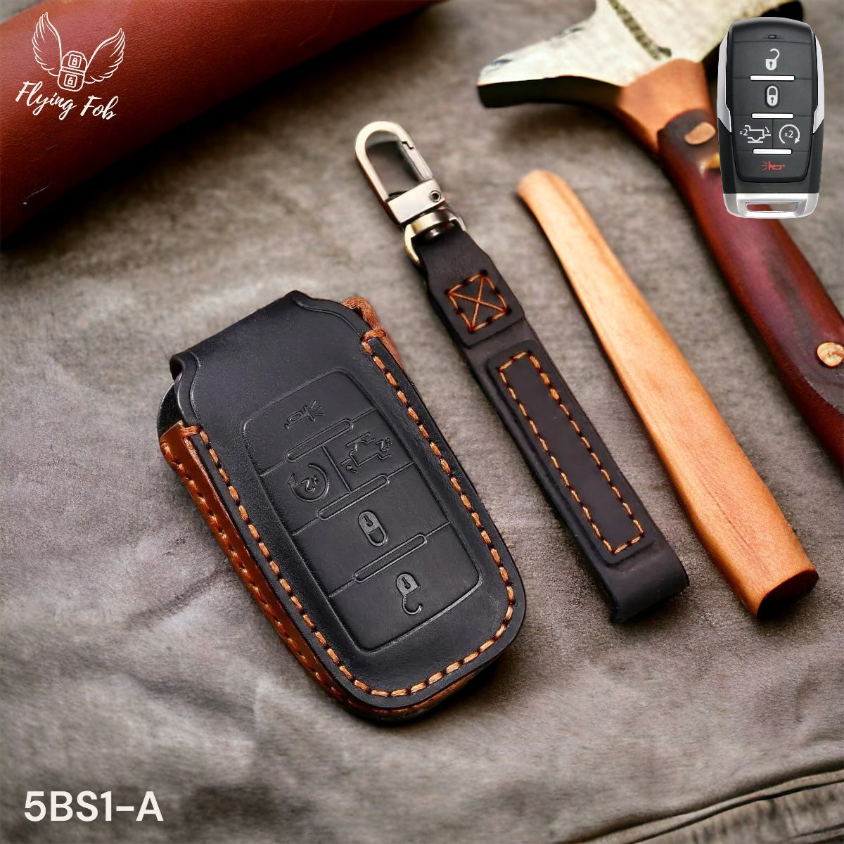 Handmade Genuine Leather Key Fob Case Cover for Dodge RAM