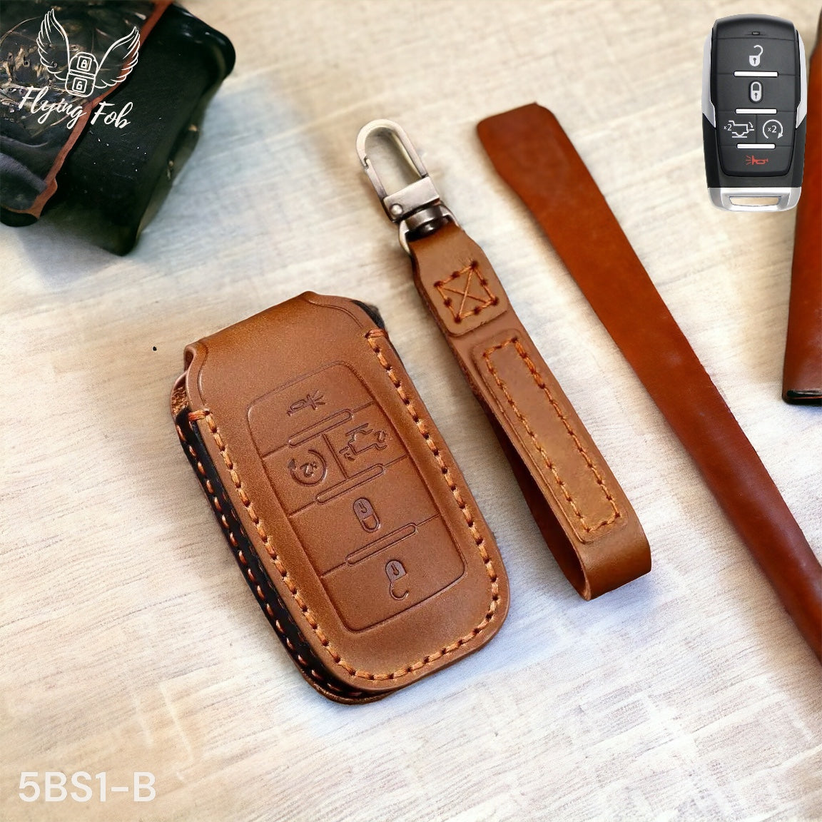 Handmade Genuine Leather Key Fob Case Cover for Dodge RAM