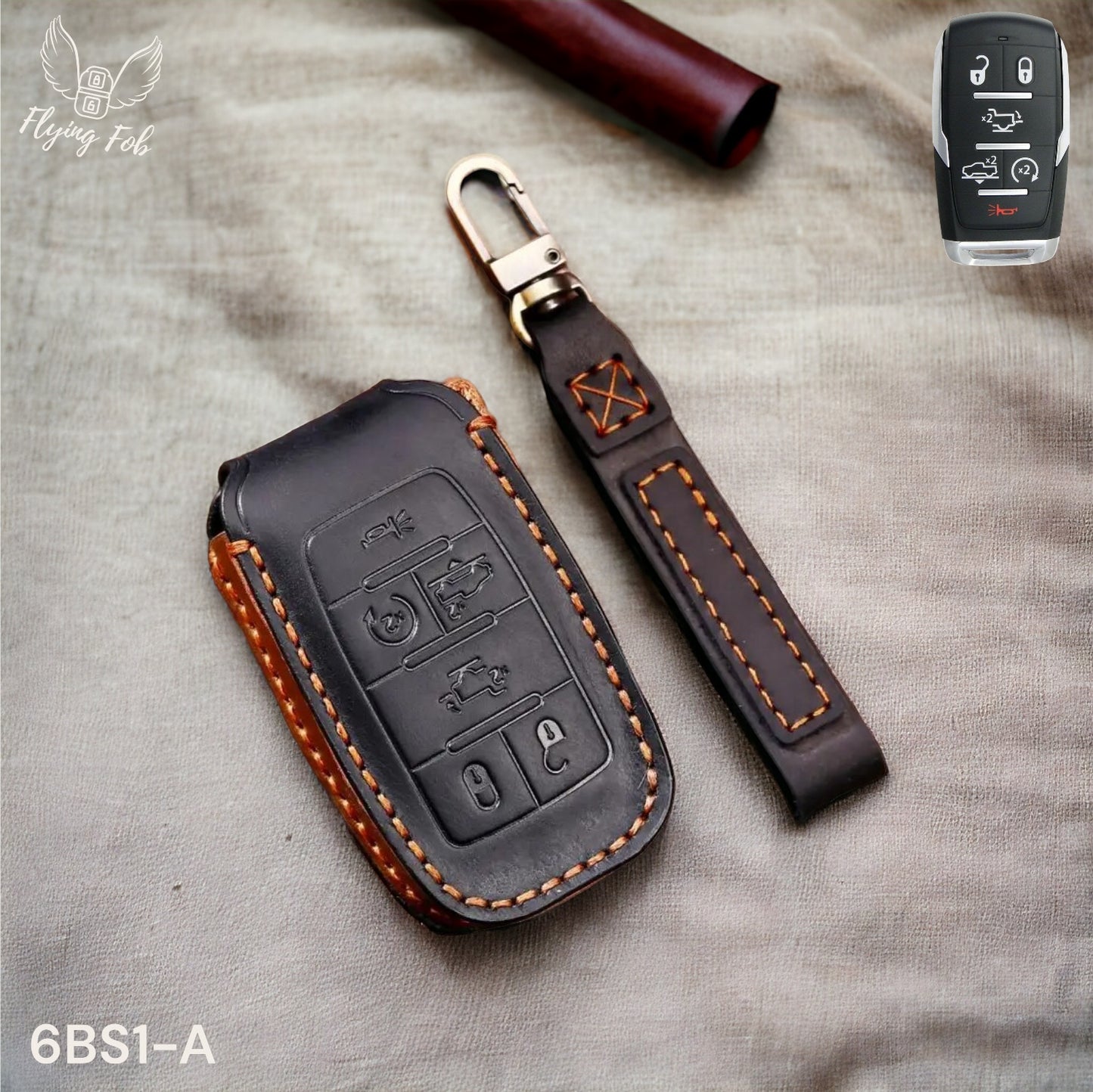 Handmade Genuine Leather Key Fob Case Cover for Dodge RAM