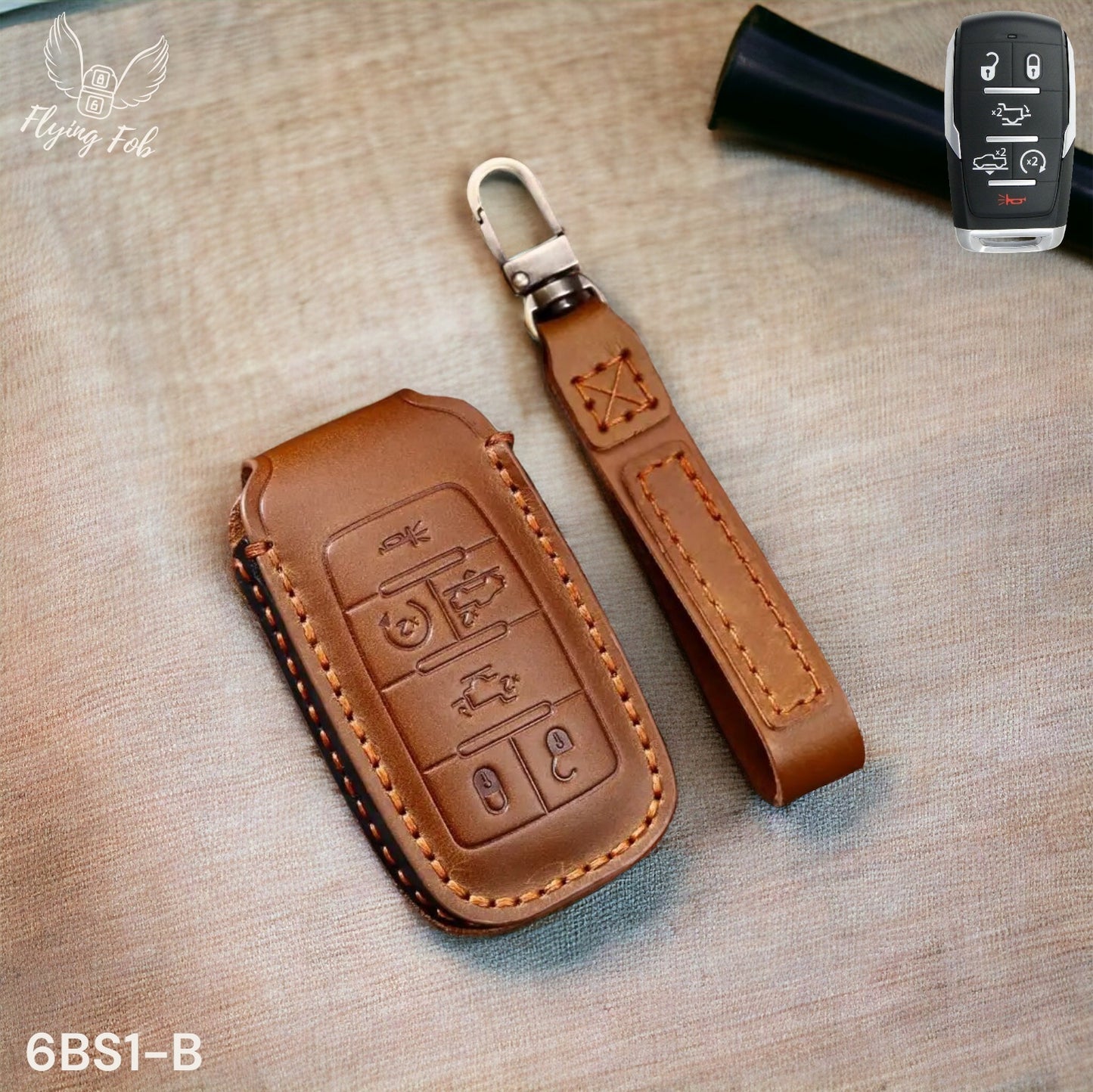 Handmade Genuine Leather Key Fob Case Cover for Dodge RAM