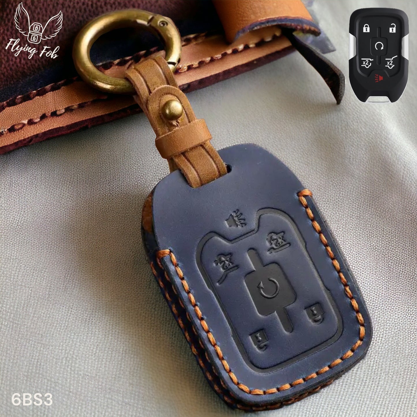 Handmade Genuine Leather Key Fob Case Cover for CHEVROLET Silverado Suburban Tahoe for GMC Acadia Sierra Terrain Yukon