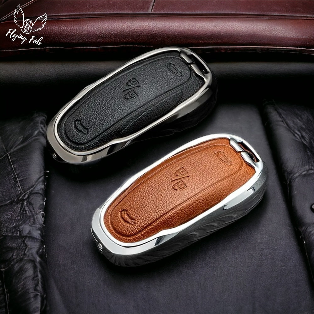 Luxury Genuine Leather Car Key Fob Case Cover Shell for TESLA Model X