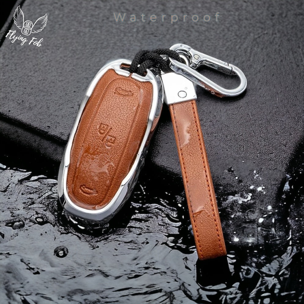 Luxury Genuine Leather Car Key Fob Case Cover Shell for TESLA Model X