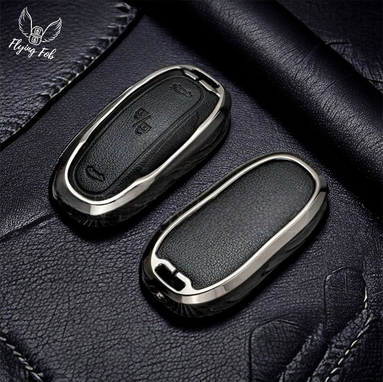 Luxury Genuine Leather Car Key Fob Case Cover Shell for TESLA Model X
