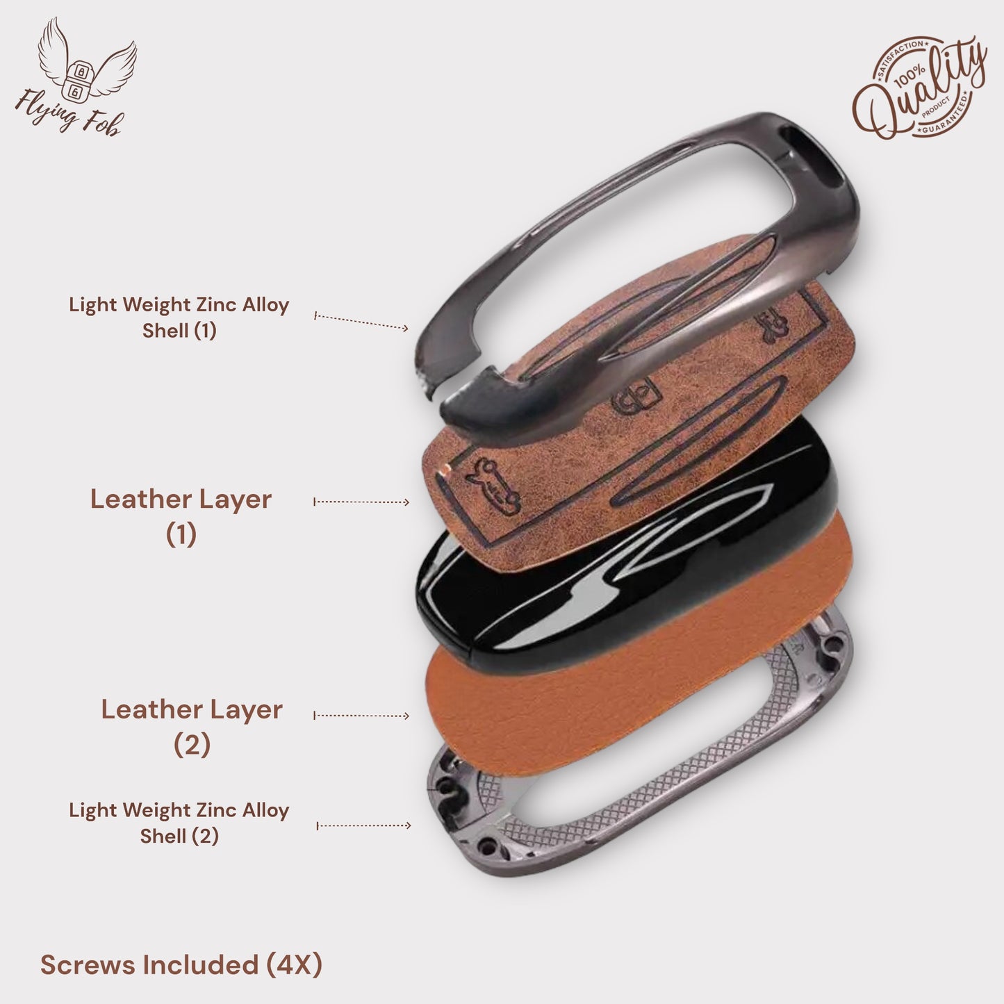 Luxury Genuine Leather Car Key Fob Case Cover Shell for TESLA Model 3 Model S Model Y Model X