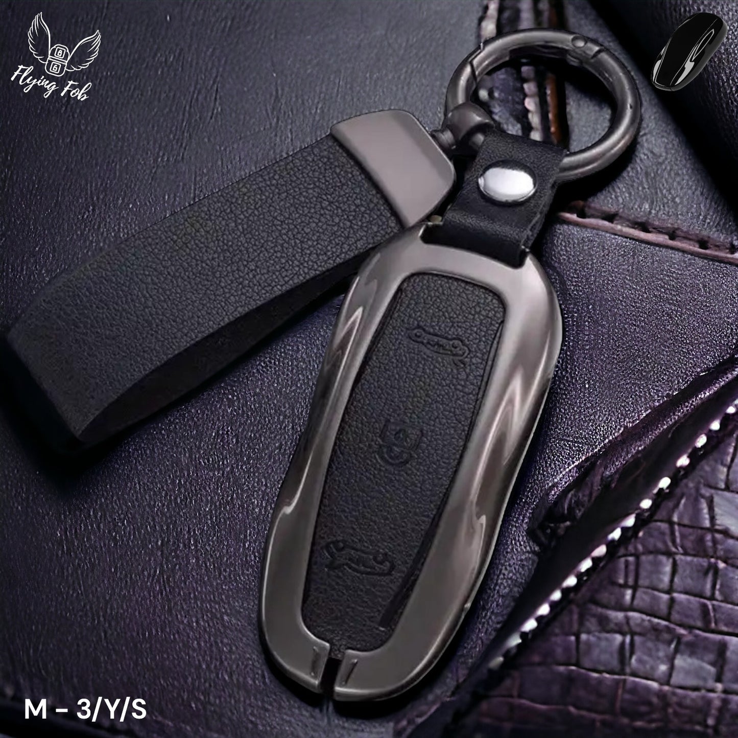 Luxury Genuine Leather Car Key Fob Case Cover Shell for TESLA Model 3 Model S Model Y Model X