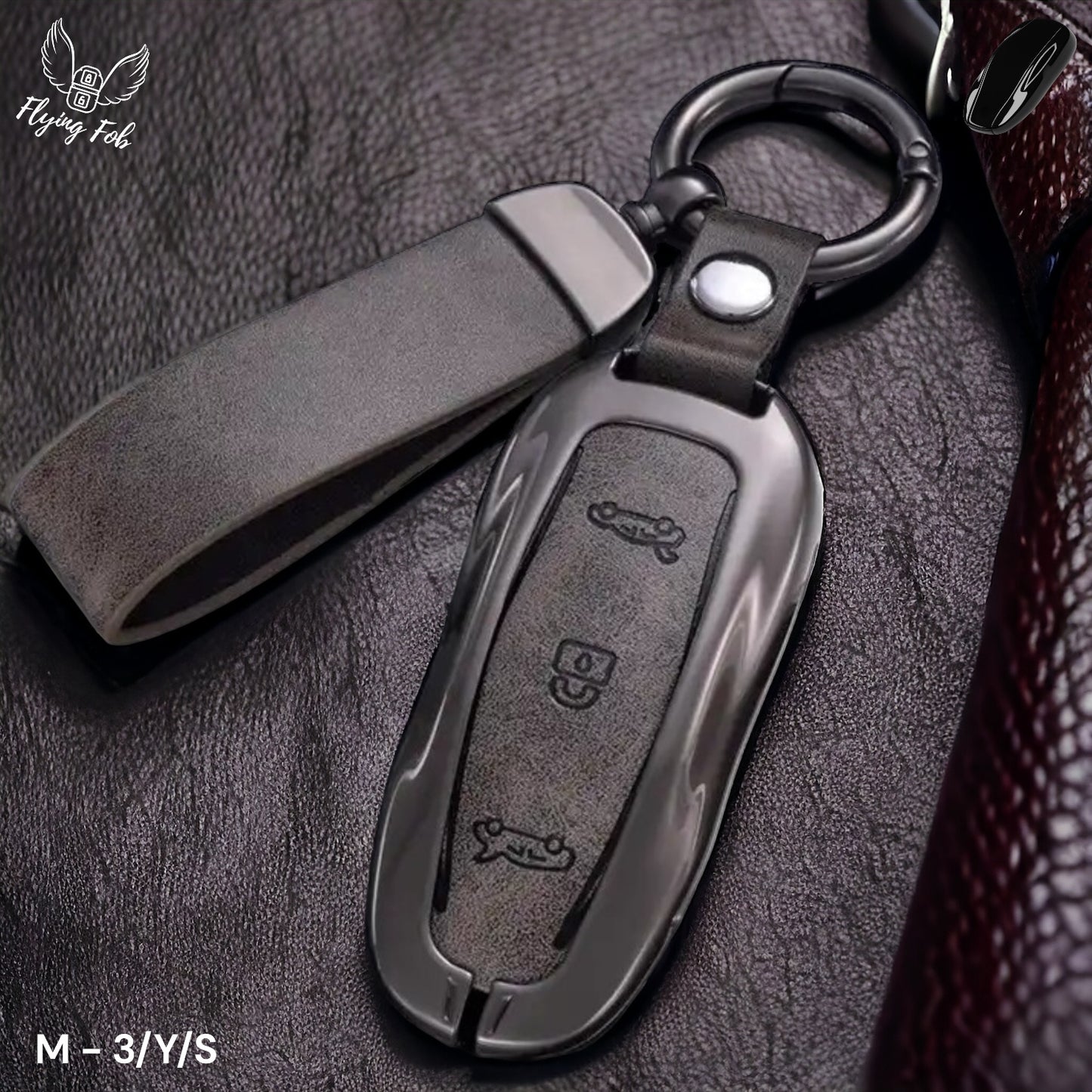 Luxury Genuine Leather Car Key Fob Case Cover Shell for TESLA Model 3 Model S Model Y Model X