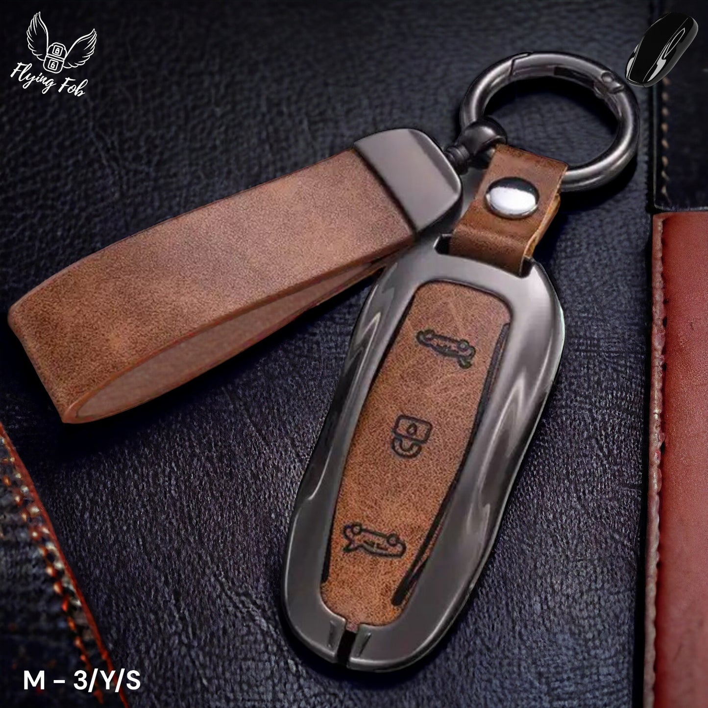 Luxury Genuine Leather Car Key Fob Case Cover Shell for TESLA Model 3 Model S Model Y Model X