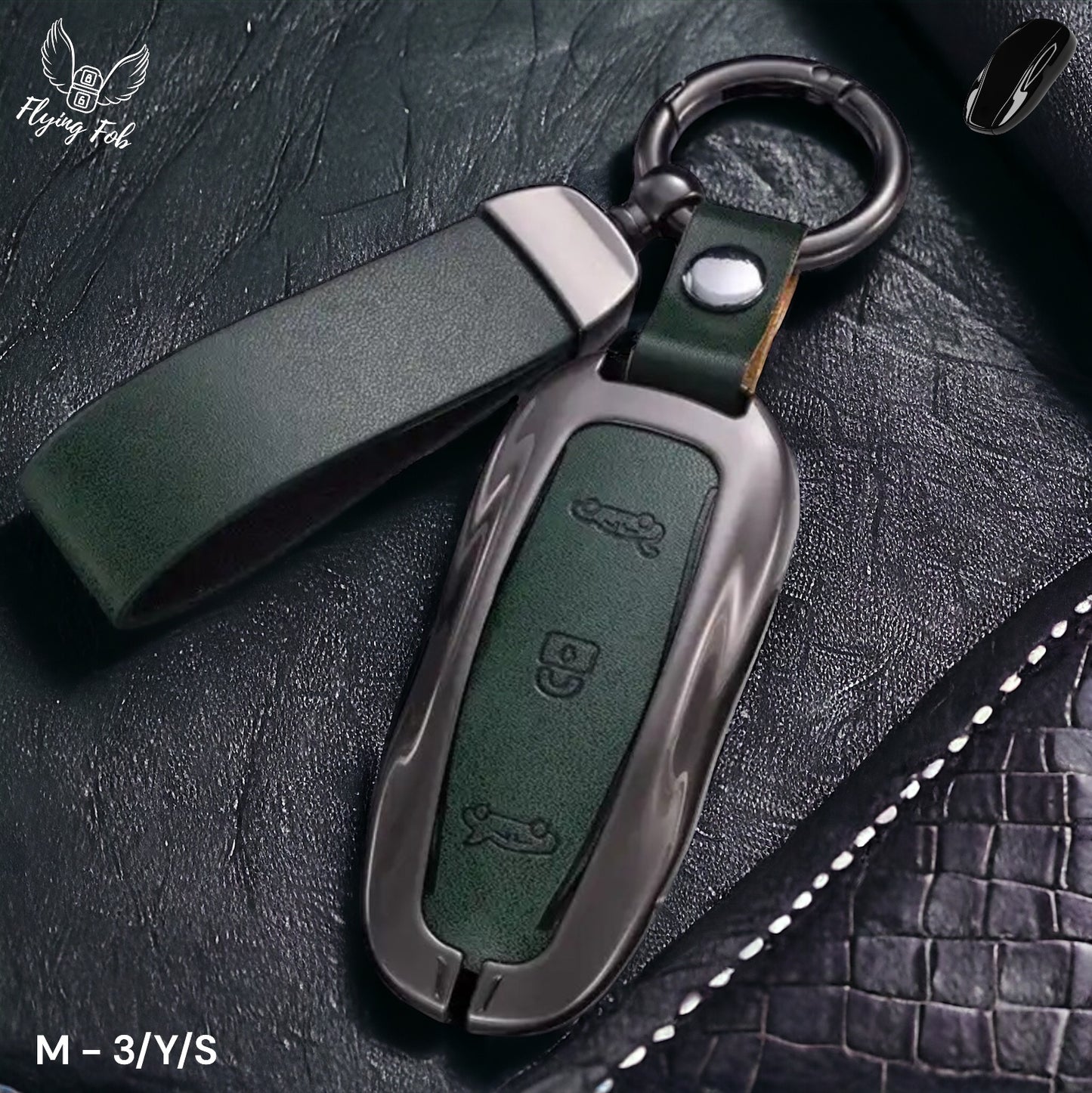 Luxury Genuine Leather Car Key Fob Case Cover Shell for TESLA Model 3 Model S Model Y Model X