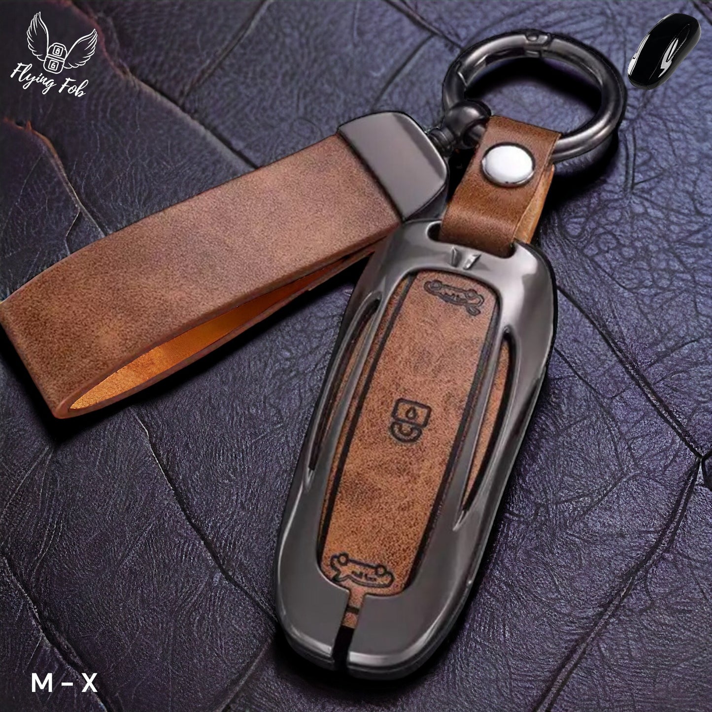 Luxury Genuine Leather Car Key Fob Case Cover Shell for TESLA Model 3 Model S Model Y Model X