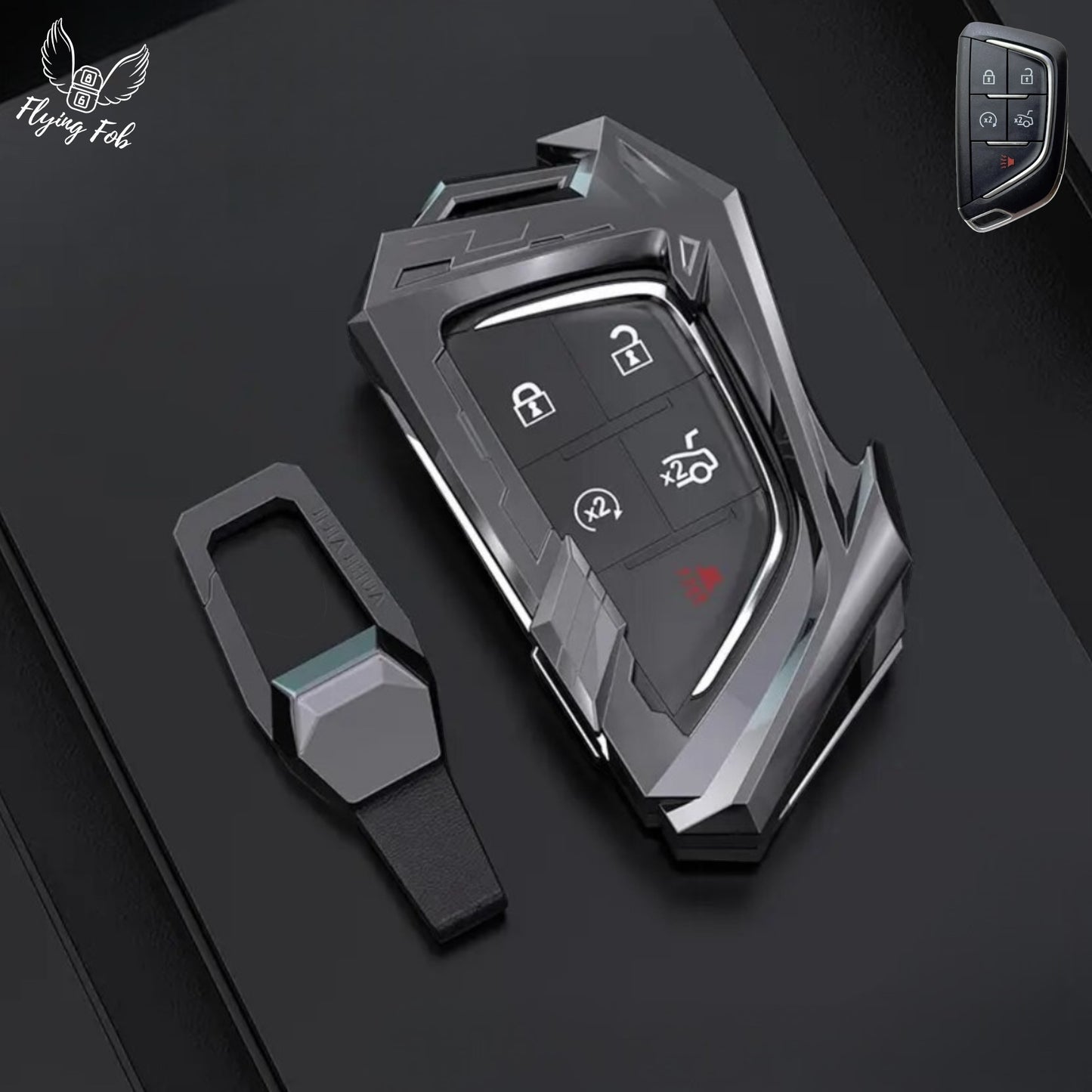 Premium Car Key Fob Case Cover Shell for CADILLAC CT4 CT5 Escalade LYRIQ for CHEVROLET CORVETTE 1LT 2LT 3LT C8 Stingray