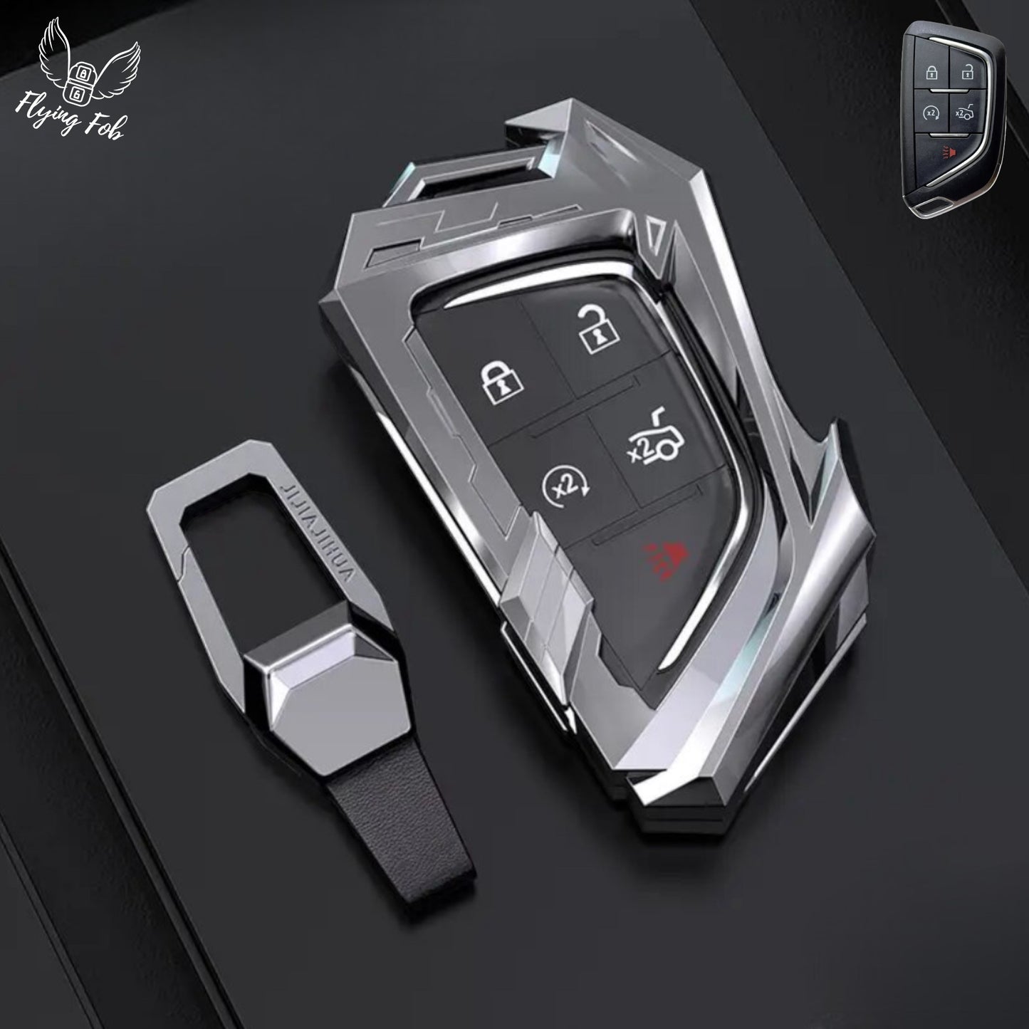 Premium Car Key Fob Case Cover Shell for CADILLAC CT4 CT5 Escalade LYRIQ for CHEVROLET CORVETTE 1LT 2LT 3LT C8 Stingray