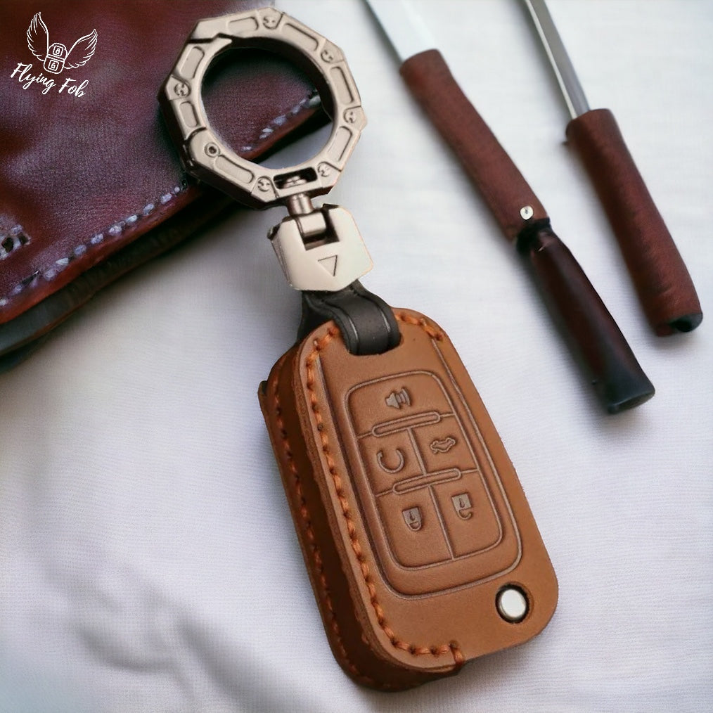 Handmade Genuine Leather Key Fob Case Cover for for BUICK Cascada Encore LaCrosse Regal Verano for CHEVROLET Camaro Cruze Equinox Impala Malibu Sonic Spark EV Trax Volt for GMC Terrain