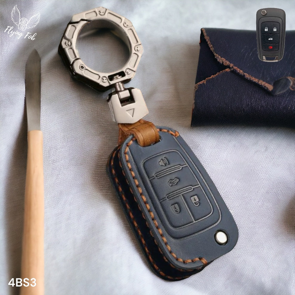 Handmade Genuine Leather Key Fob Case Cover for for BUICK Cascada Encore LaCrosse Regal Verano for CHEVROLET Camaro Cruze Equinox Impala Malibu Sonic Spark EV Trax Volt for GMC Terrain