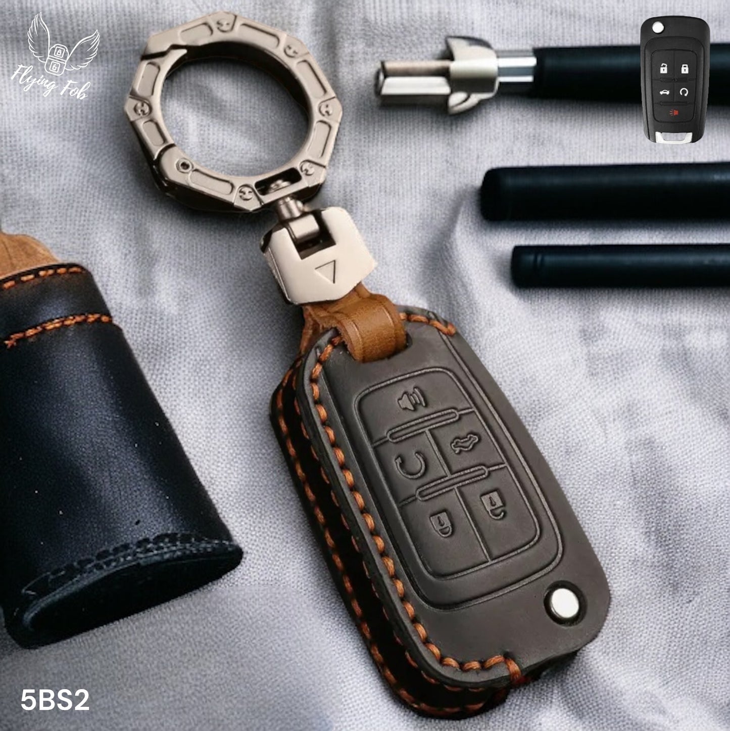 Handmade Genuine Leather Key Fob Case Cover for for BUICK Cascada Encore LaCrosse Regal Verano for CHEVROLET Camaro Cruze Equinox Impala Malibu Sonic Spark EV Trax Volt for GMC Terrain