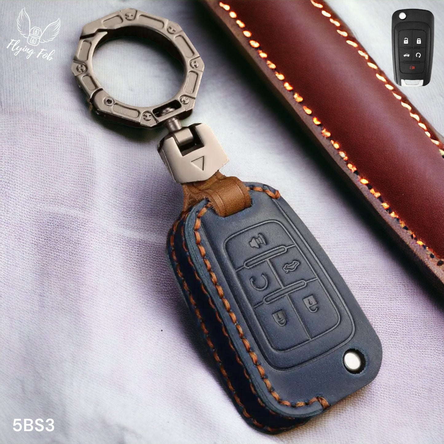 Handmade Genuine Leather Key Fob Case Cover for for BUICK Cascada Encore LaCrosse Regal Verano for CHEVROLET Camaro Cruze Equinox Impala Malibu Sonic Spark EV Trax Volt for GMC Terrain