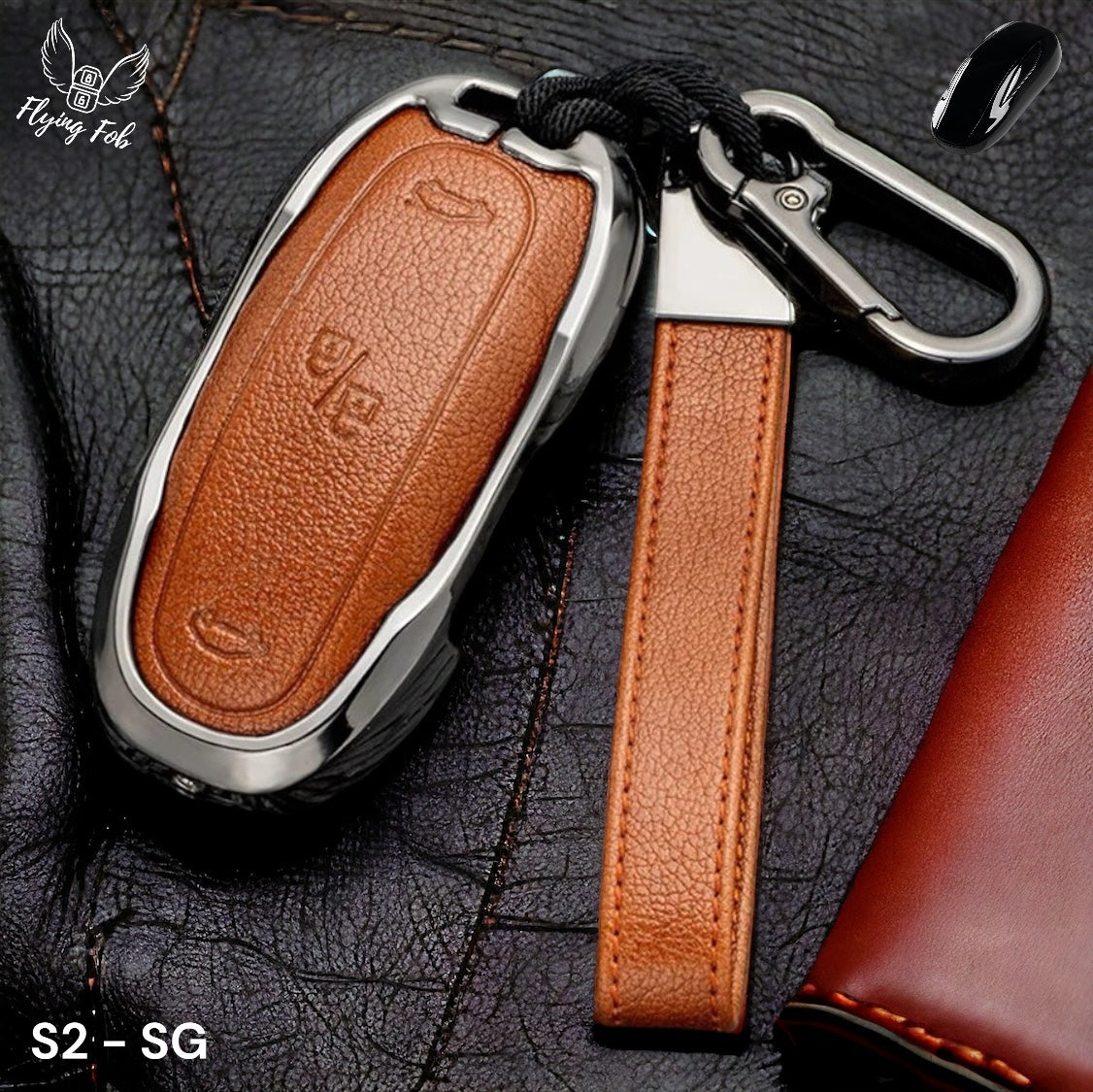 Luxury Genuine Leather Car Key Fob Case Cover Shell for TESLA Model X