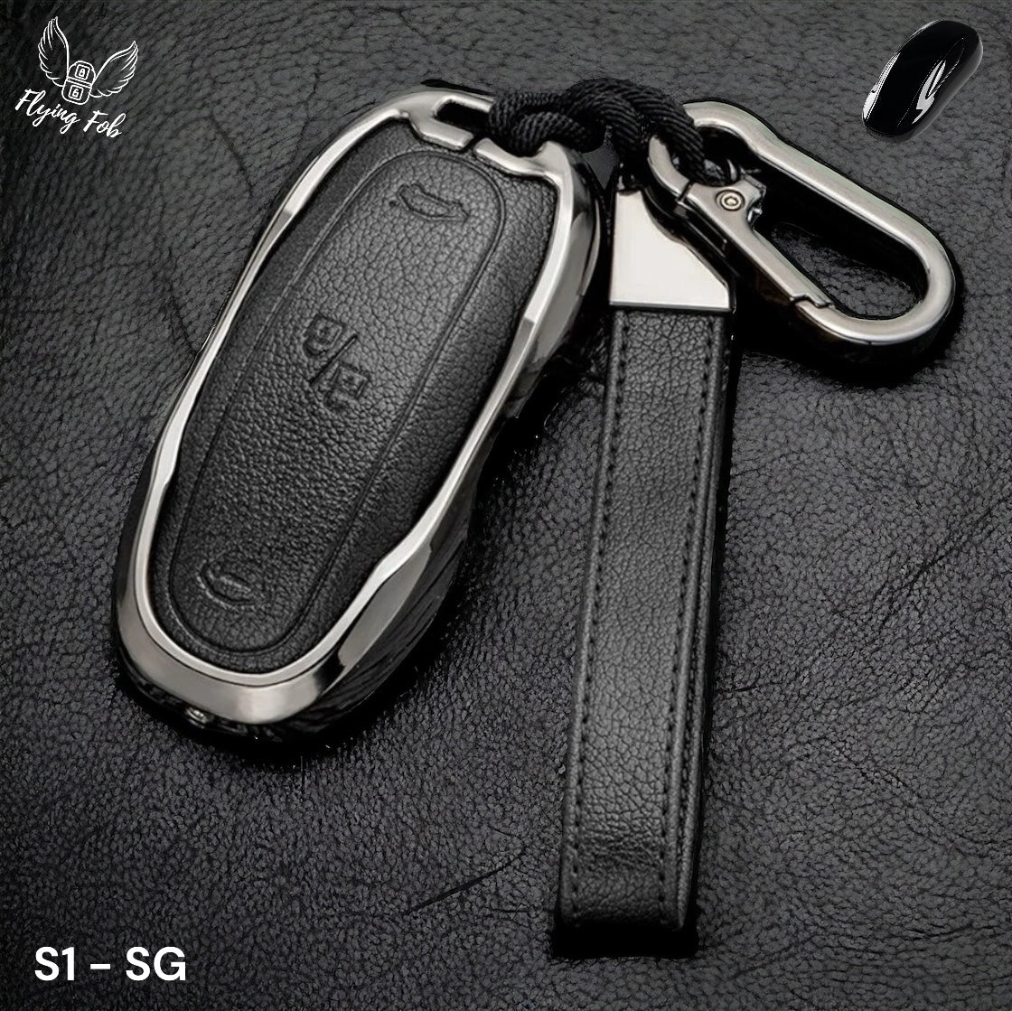 Luxury Genuine Leather Car Key Fob Case Cover Shell for TESLA Model X
