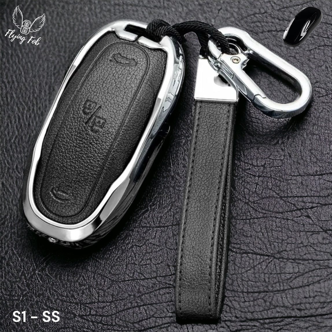 Luxury Genuine Leather Car Key Fob Case Cover Shell for TESLA Model X