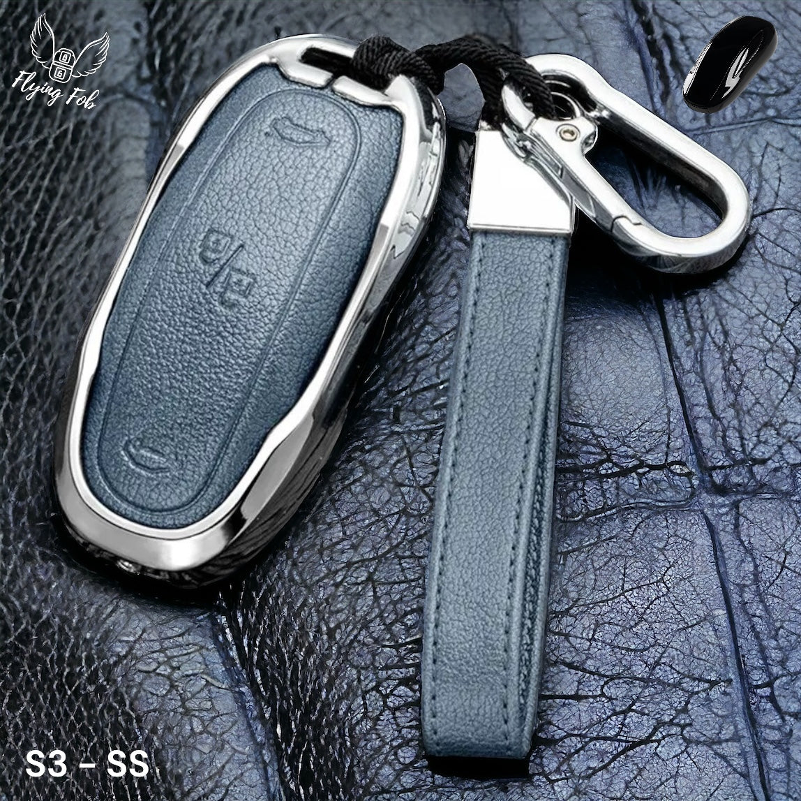 Luxury Genuine Leather Car Key Fob Case Cover Shell for TESLA Model X