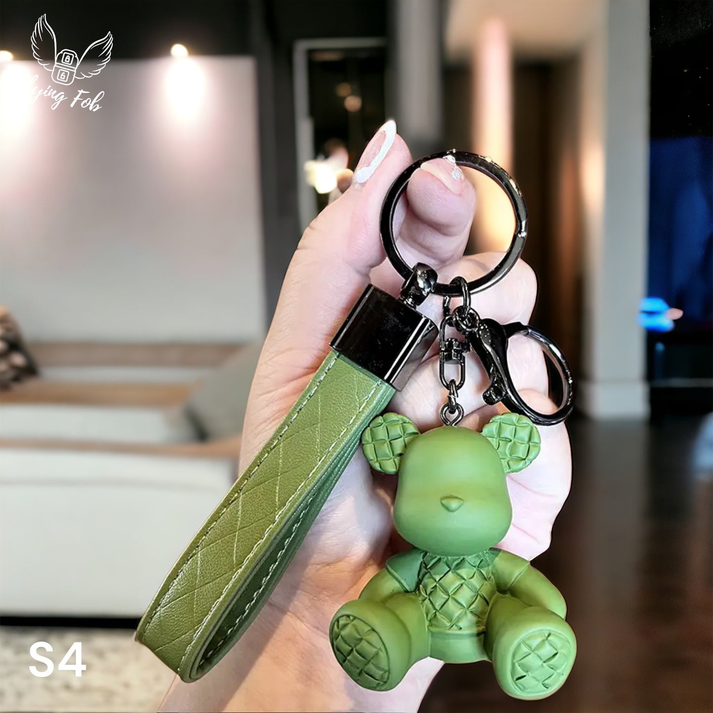Luxury Bear Keychain w/ Genuine Leather Strap