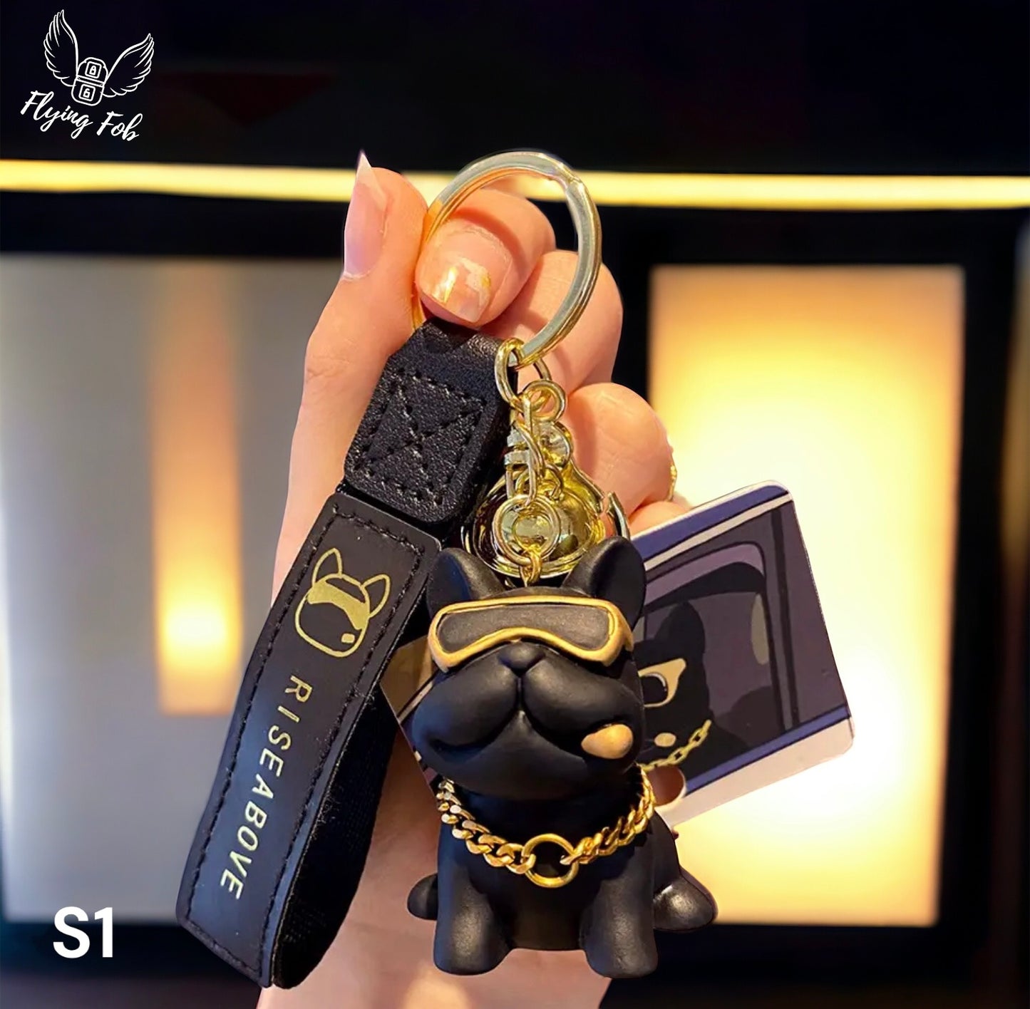 Chill Dog Keychain w/ Leather Strap