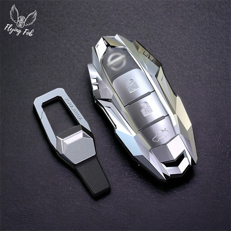 Premium Metal Alloy Car Key Fob Case Cover Shell for NISSAN 370 Z Altima Armada Cube GTR Kicks Juke Leaf Maxima Murano Pathfinder Quest Rogue Sentra Titan Versa for INFINITI EX35 FX35 FX37 FX50 G25 G37 JX35 M37 M56 Q40 Q50 Q60 Q70 QX50 QX56 QX60 QX70 QX80