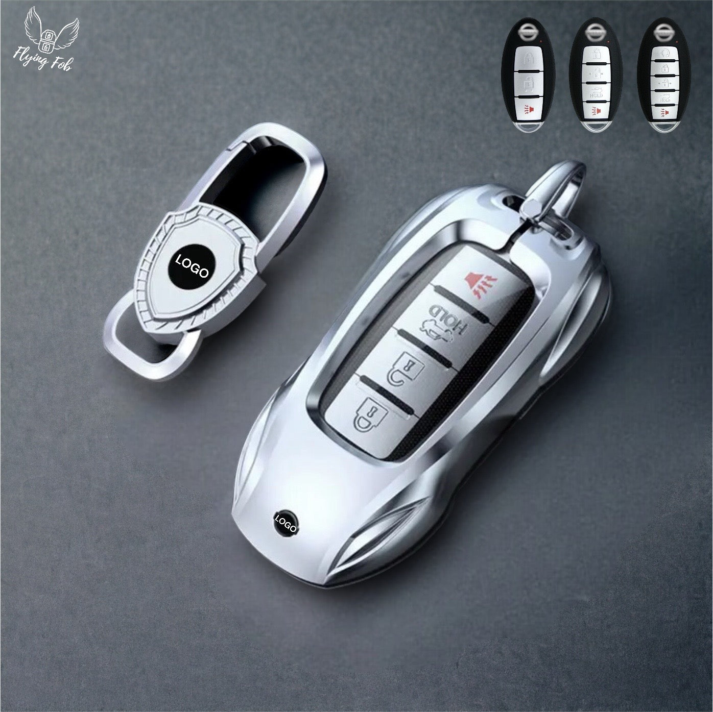 Premium Metal Alloy Car Key Fob Case Cover Shell for NISSAN 370Z Altima Armada Cube GTR Kicks Juke Leaf Maxima Murano Pathfinder Quest Rogue Sentra Titan Versa for INFINITI EX35 FX35 FX37 FX50 G25 G37 JX35 M37 M56 Q40 Q50 Q60 Q70 QX50 QX56 QX60 QX70 QX80