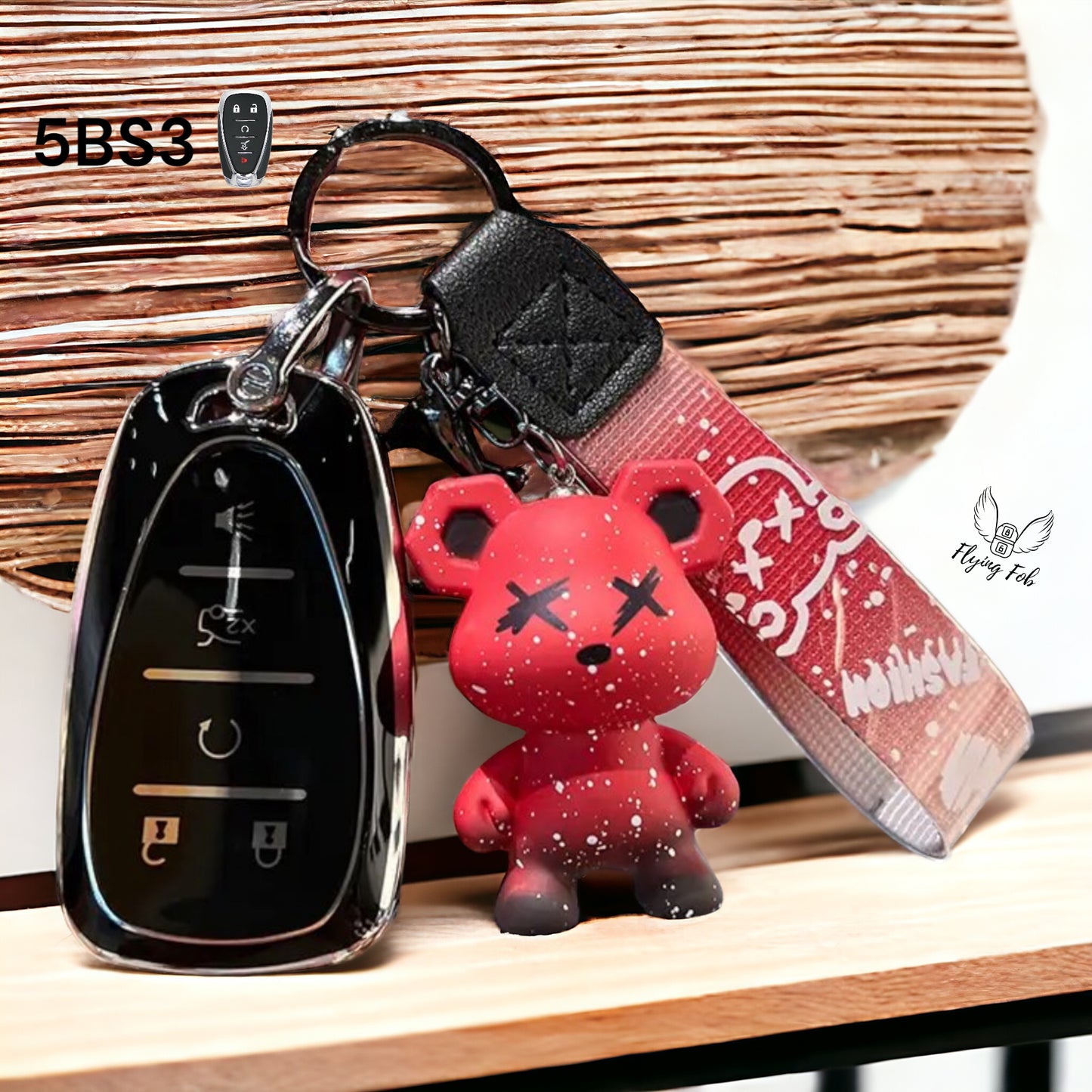 Premium Car Key Fob Cover Case Shell w/ Bear for CHEVROLET CHEVY Aveo Blazer Camaro Captiva Cruze Equinox Lova Malibu Sonic Hatchback Spark EV Trailblazer Traverse Trax Volt