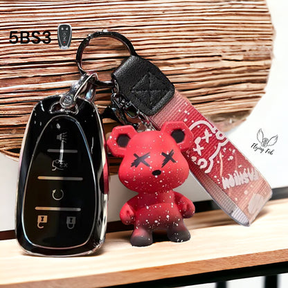 Premium Car Key Fob Cover Case Shell w/ Bear for CHEVROLET CHEVY Aveo Blazer Camaro Captiva Cruze Equinox Lova Malibu Sonic Hatchback Spark EV Trailblazer Traverse Trax Volt