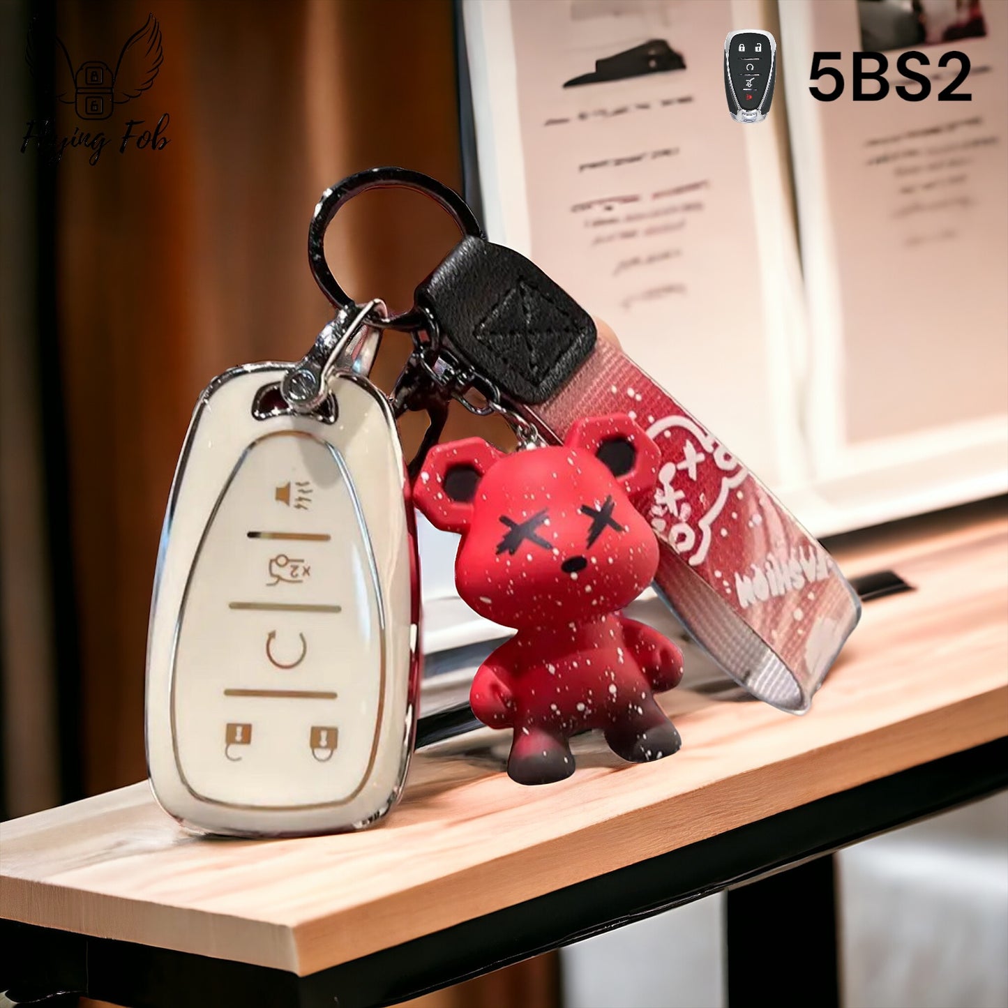 Premium Car Key Fob Cover Case Shell w/ Bear for CHEVROLET CHEVY Aveo Blazer Camaro Captiva Cruze Equinox Lova Malibu Sonic Hatchback Spark EV Trailblazer Traverse Trax Volt