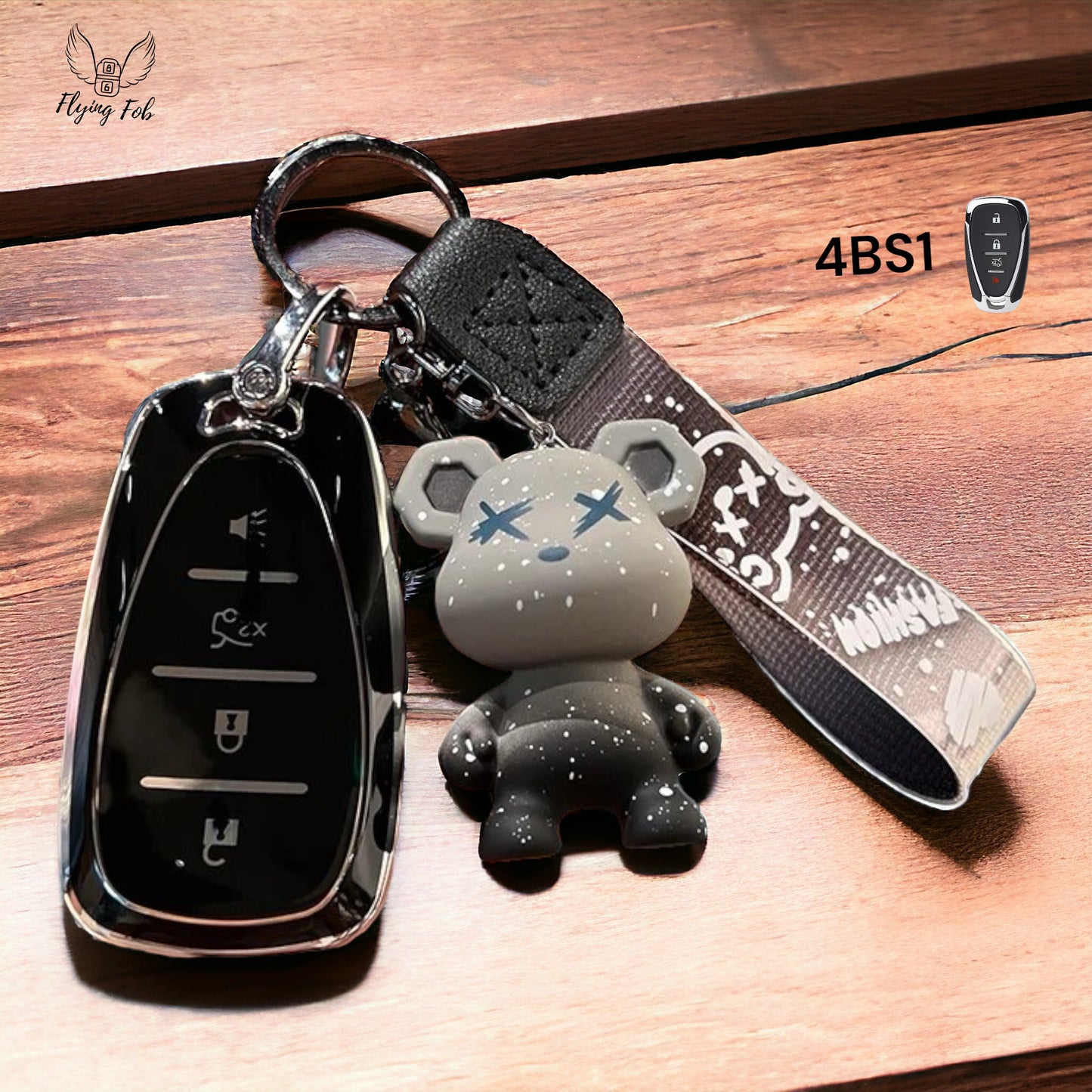 Premium Car Key Fob Cover Case Shell w/ Bear for CHEVROLET CHEVY Aveo Blazer Camaro Captiva Cruze Equinox Lova Malibu Sonic Hatchback Spark EV Trailblazer Traverse Trax Volt