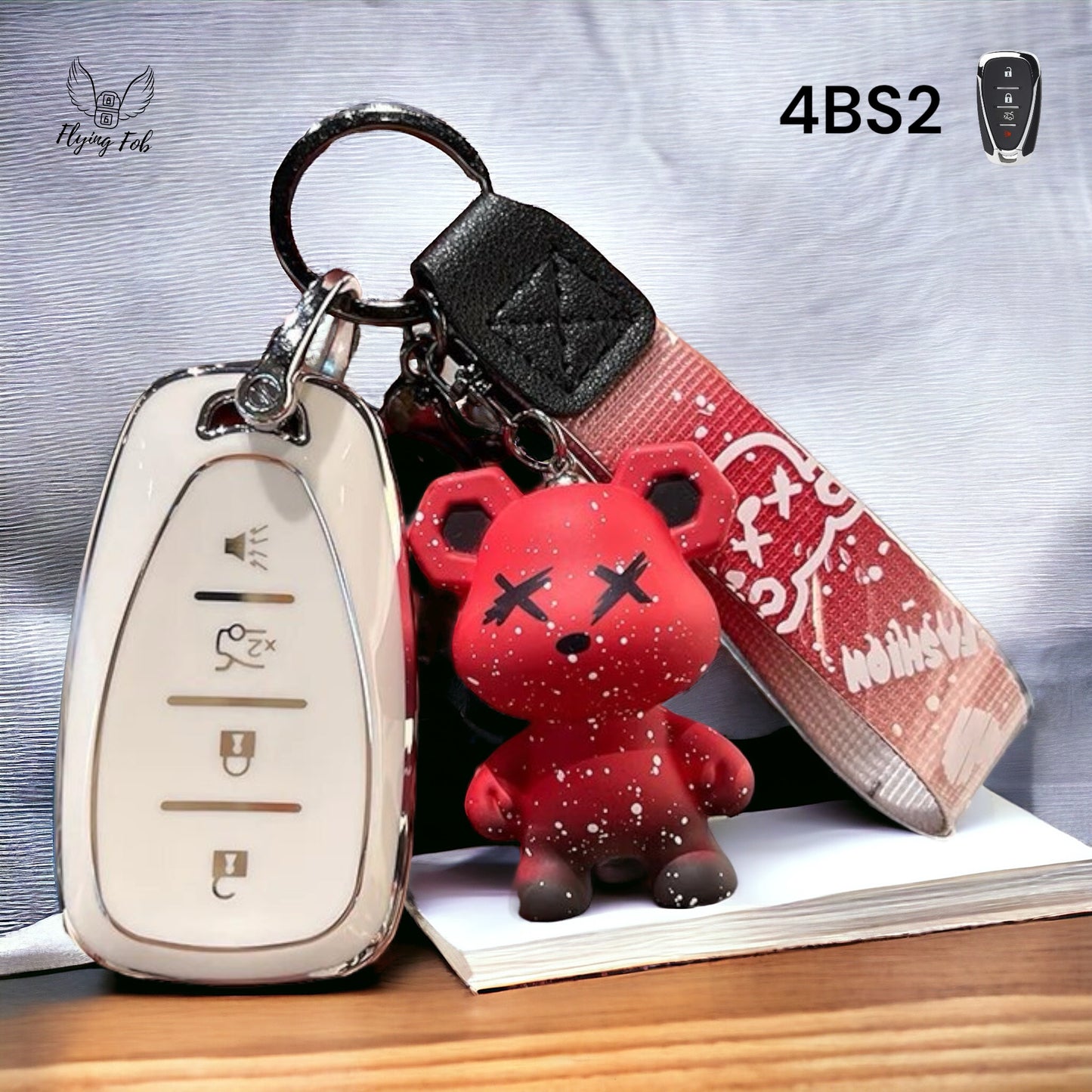 Premium Car Key Fob Cover Case Shell w/ Bear for CHEVROLET CHEVY Aveo Blazer Camaro Captiva Cruze Equinox Lova Malibu Sonic Hatchback Spark EV Trailblazer Traverse Trax Volt
