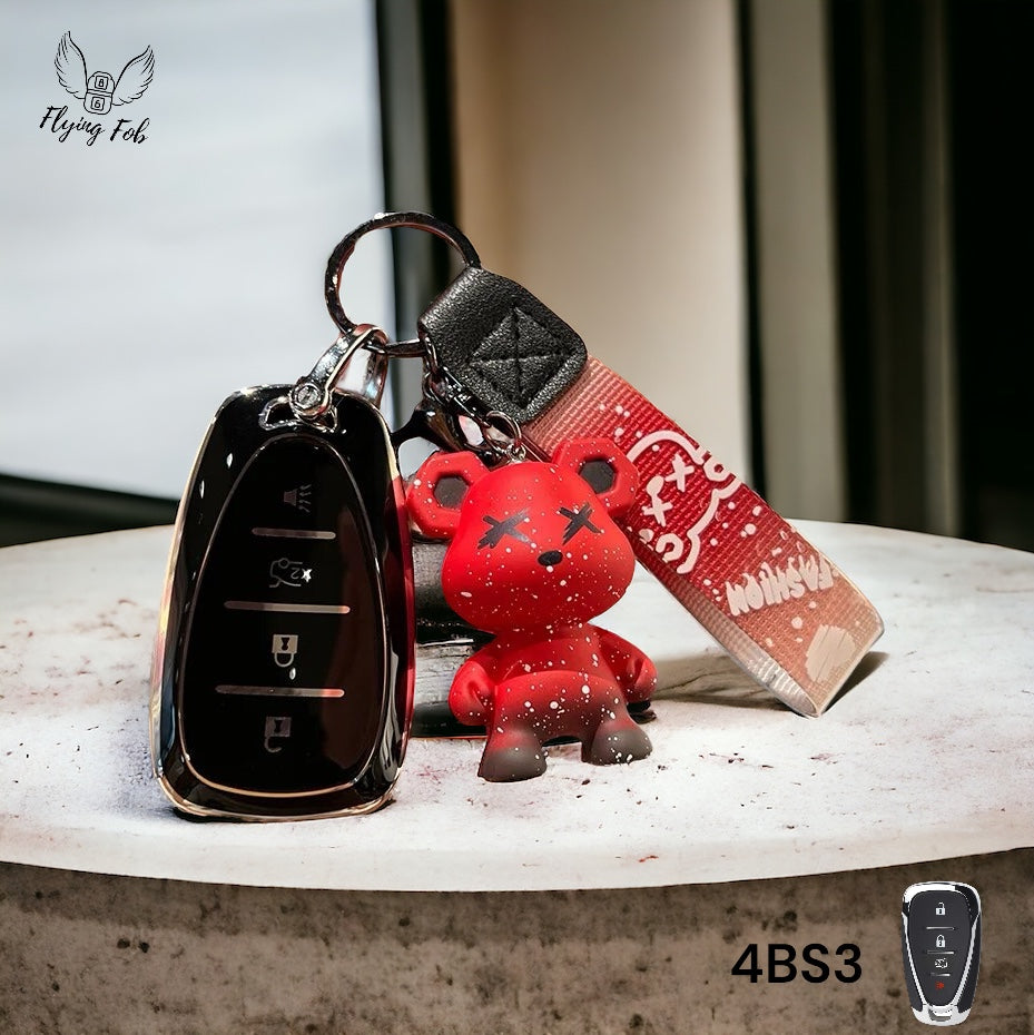 Premium Car Key Fob Cover Case Shell w/ Bear for CHEVROLET CHEVY Aveo Blazer Camaro Captiva Cruze Equinox Lova Malibu Sonic Hatchback Spark EV Trailblazer Traverse Trax Volt