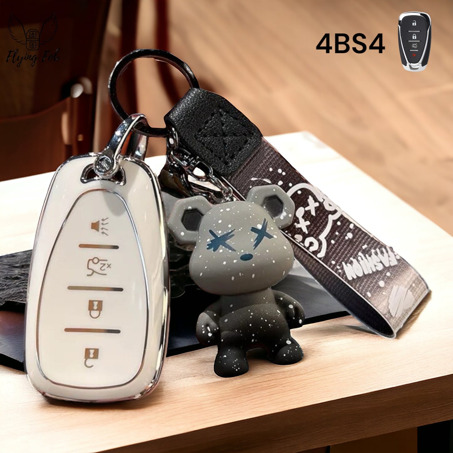 Premium Car Key Fob Cover Case Shell w/ Bear for CHEVROLET CHEVY Aveo Blazer Camaro Captiva Cruze Equinox Lova Malibu Sonic Hatchback Spark EV Trailblazer Traverse Trax Volt