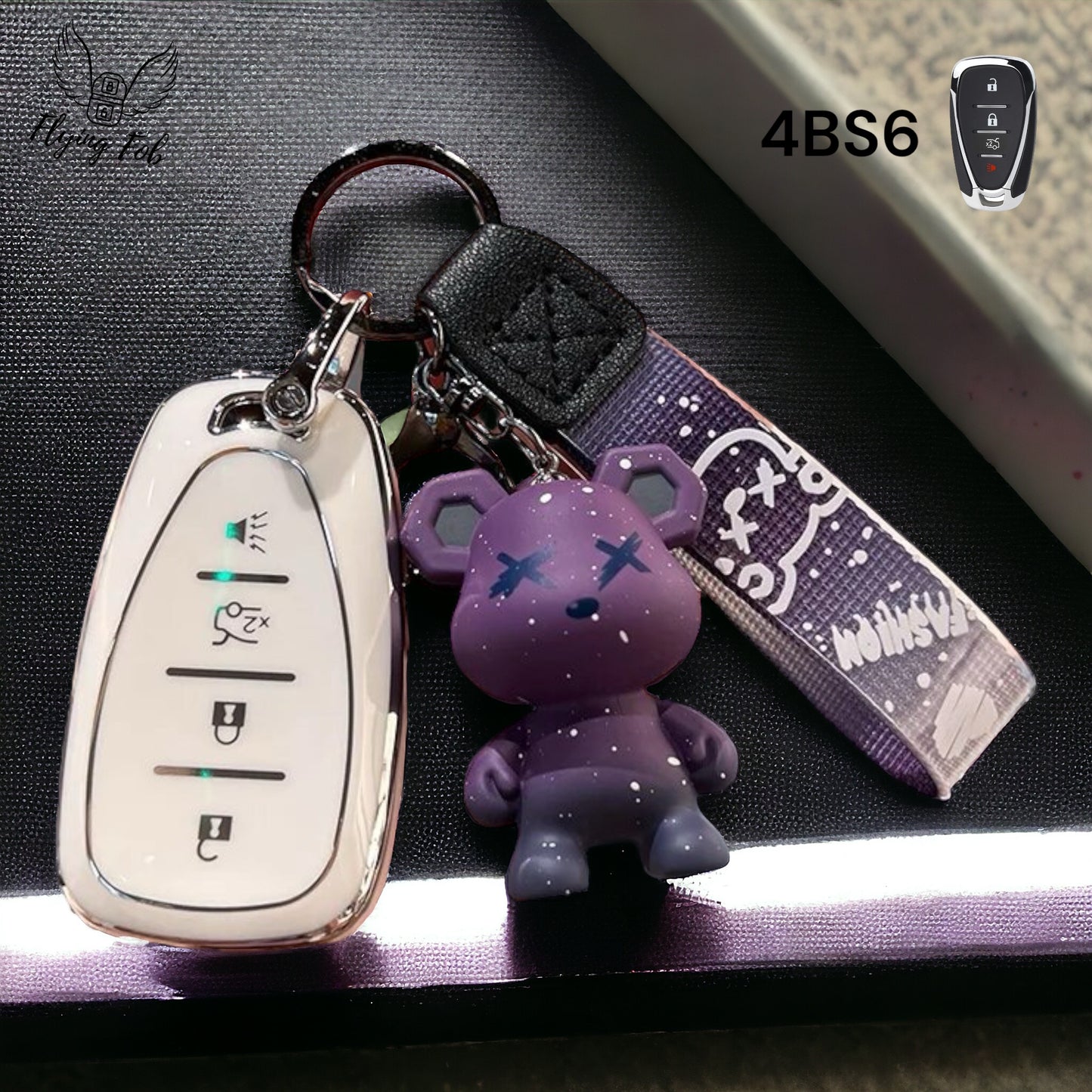 Premium Car Key Fob Cover Case Shell w/ Bear for CHEVROLET CHEVY Aveo Blazer Camaro Captiva Cruze Equinox Lova Malibu Sonic Hatchback Spark EV Trailblazer Traverse Trax Volt