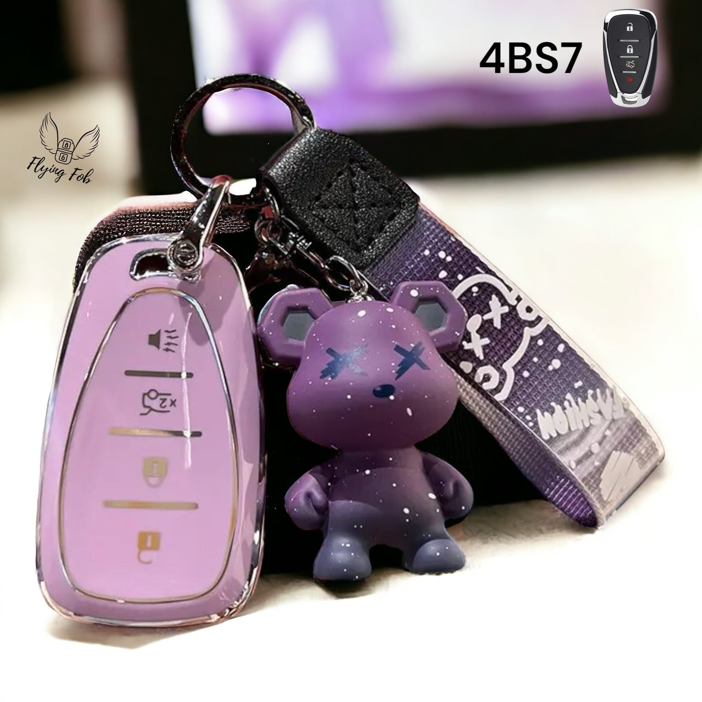 Premium Car Key Fob Cover Case Shell w/ Bear for CHEVROLET CHEVY Aveo Blazer Camaro Captiva Cruze Equinox Lova Malibu Sonic Hatchback Spark EV Trailblazer Traverse Trax Volt