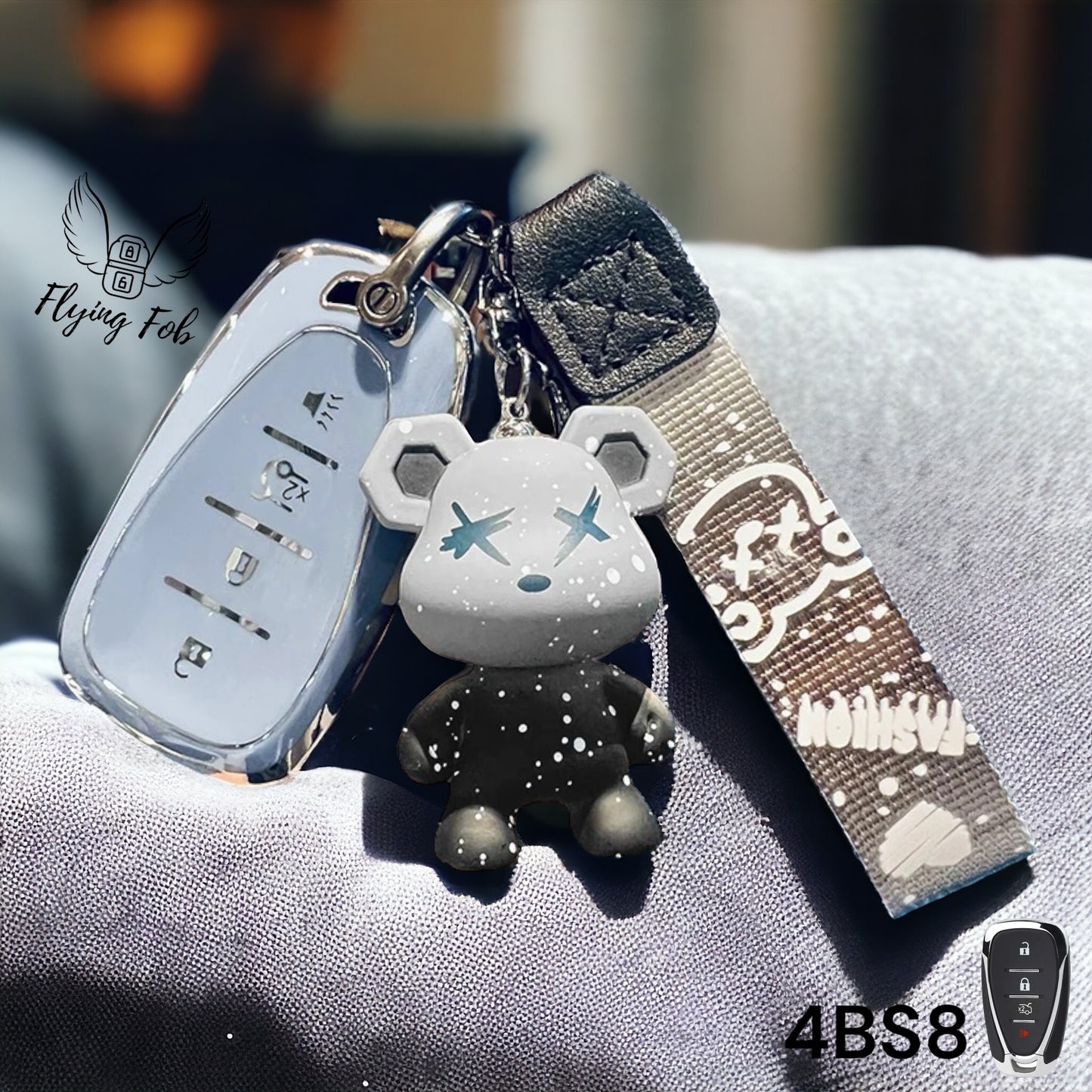 Premium Car Key Fob Cover Case Shell w/ Bear for CHEVROLET CHEVY Aveo Blazer Camaro Captiva Cruze Equinox Lova Malibu Sonic Hatchback Spark EV Trailblazer Traverse Trax Volt