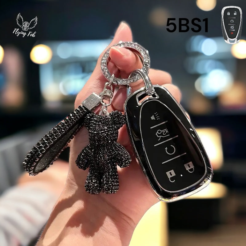 CAR KEY FOB COVER CASE SHELL w/ Bear for CHEVROLET CHEVY Aveo Blazer Camaro Captiva Cruze Equinox Lova Malibu Sonic Hatchback Spark EV Trailblazer Traverse Trax Volt