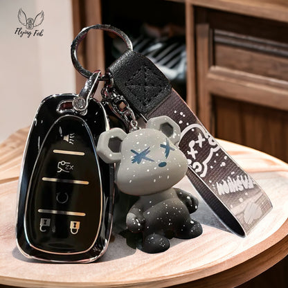 Premium Car Key Fob Cover Case Shell w/ Bear for CHEVROLET CHEVY Aveo Blazer Camaro Captiva Cruze Equinox Lova Malibu Sonic Hatchback Spark EV Trailblazer Traverse Trax Volt