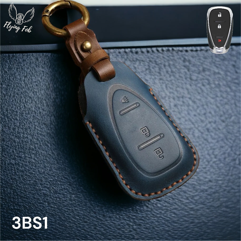 Handmade Genuine Leather Car Key Fob Case Cover Shell for CHEVROLET CHEVY Aveo Blazer Camaro Captiva Cruze Equinox Lova Malibu Sonic Hatchback Spark EV Trailblazer Traverse Trax Volt
