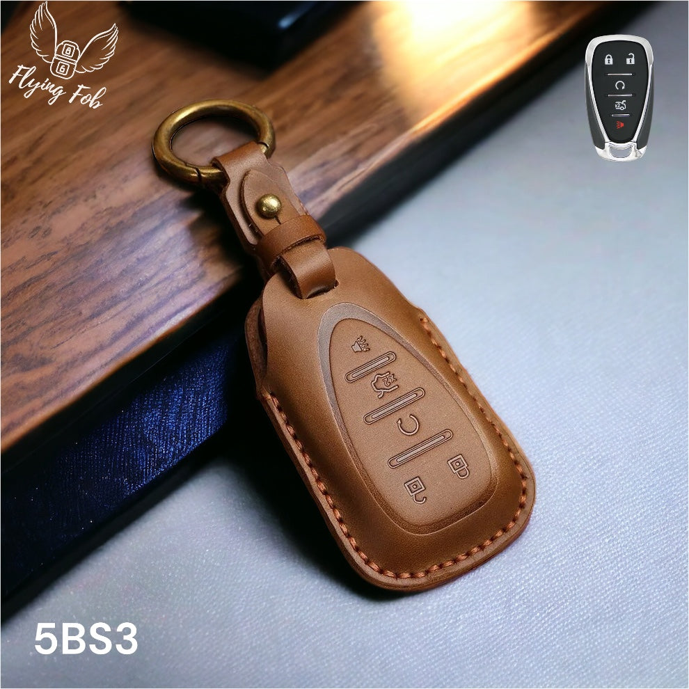 Handmade Genuine Leather Car Key Fob Case Cover Shell for CHEVROLET CHEVY Aveo Blazer Camaro Captiva Cruze Equinox Lova Malibu Sonic Hatchback Spark EV Trailblazer Traverse Trax Volt