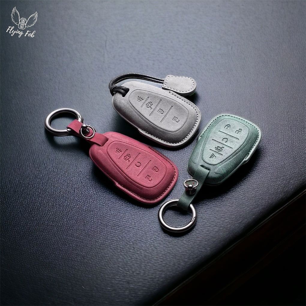 Premium Leather Car Key Fob Case Cover Shell for CHEVROLET CHEVY Aveo Blazer Camaro Captiva Cruze Equinox Lova Malibu Sonic Hatchback Spark EV Trailblazer Traverse Trax Volt