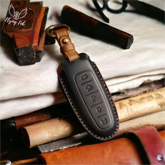 Handmade Genuine Leather Car Key Fob Case Cover Shell for FORD C-MAX Edge Escape Expedition Explorer Flex Focus Taurus 5B for LINCOLN MKS MKT MKX Navigator 5B