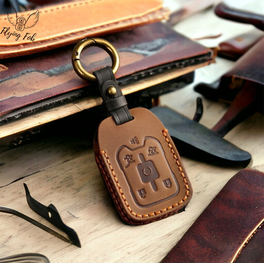 Handmade Genuine Leather Key Fob Case Cover for CHEVROLET Silverado Suburban Tahoe for GMC Acadia Sierra Terrain Yukon