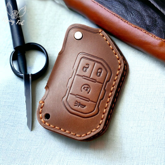 Handmade Genuine Leather Car Key Fob Case Cover Shell for JEEP Gladiator Wrangler