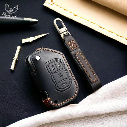 Handmade Genuine Leather Car Key Fob Case Cover Shell for JEEP Gladiator Wrangler